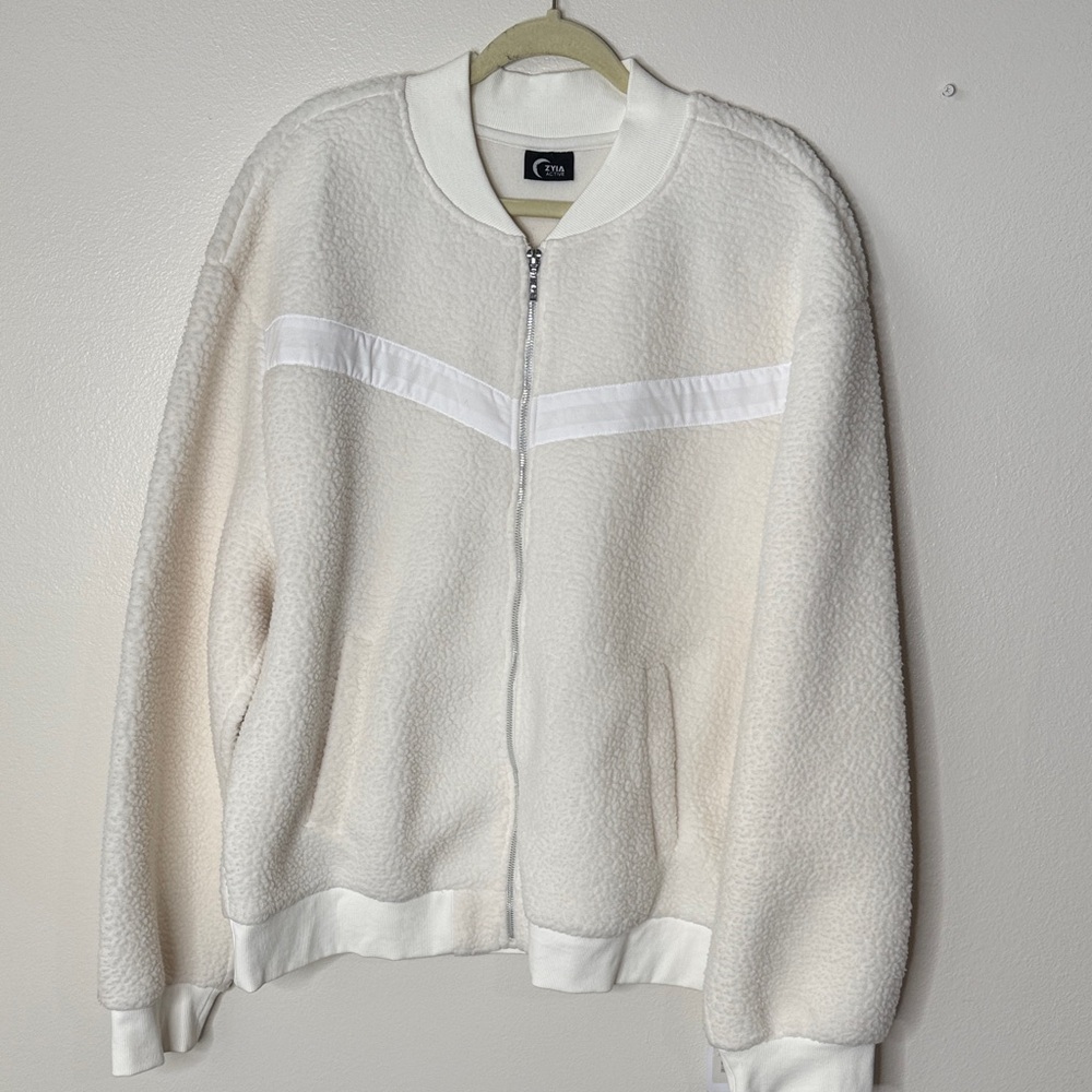 Zyia Active flying the fleece jacket Cozy White Zip-Up Jacket 4XL